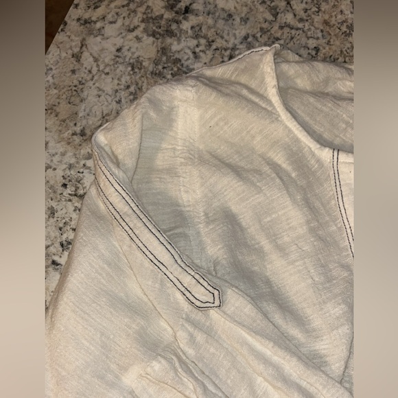 Free People Cropped Shirt Top White - Picture 7 of 8